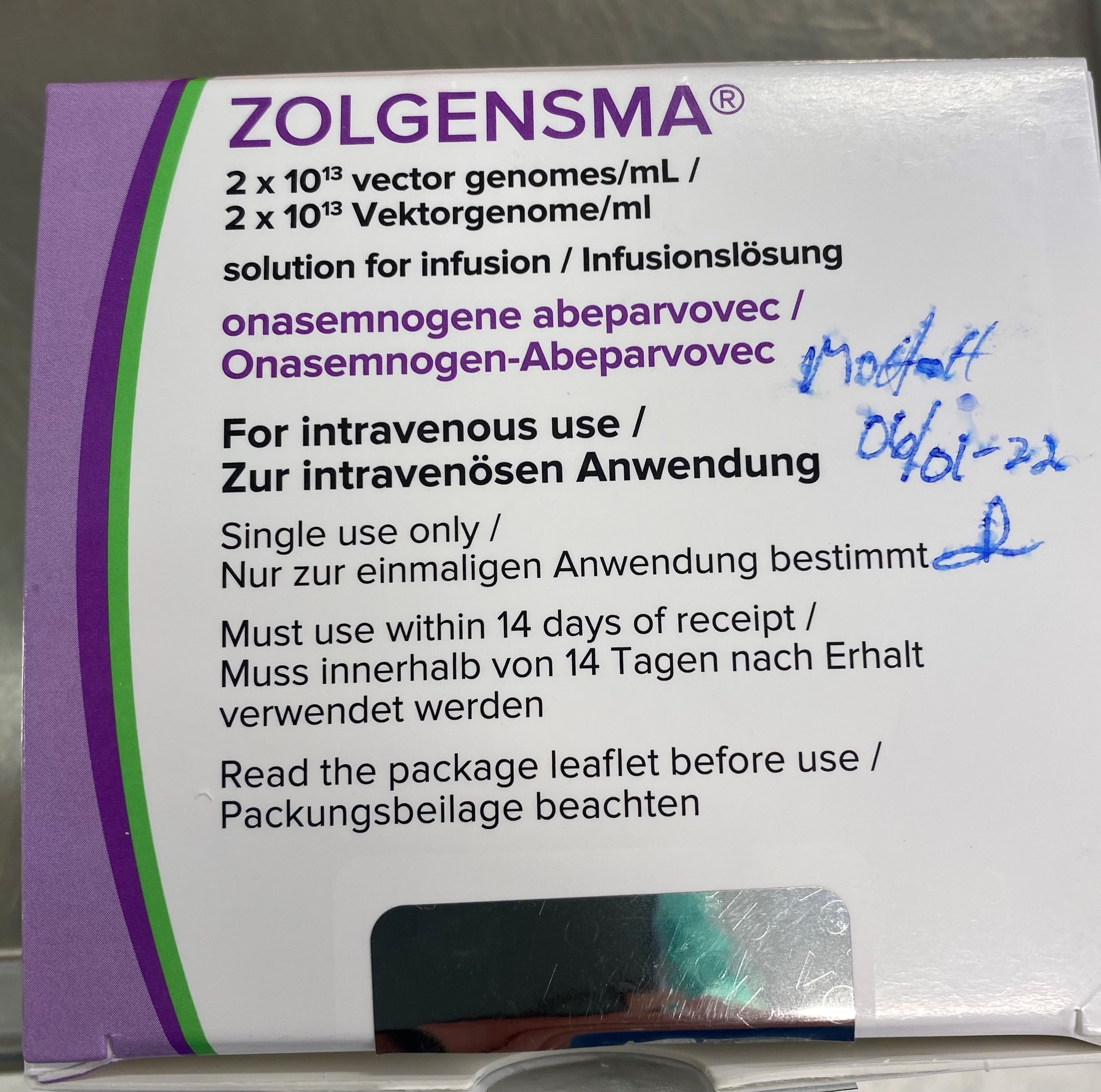 Tekst med små bokstaver der overskriften er Zolgensma.